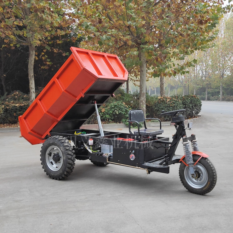 礦用三輪電動(dòng)翻斗車出口裝箱中